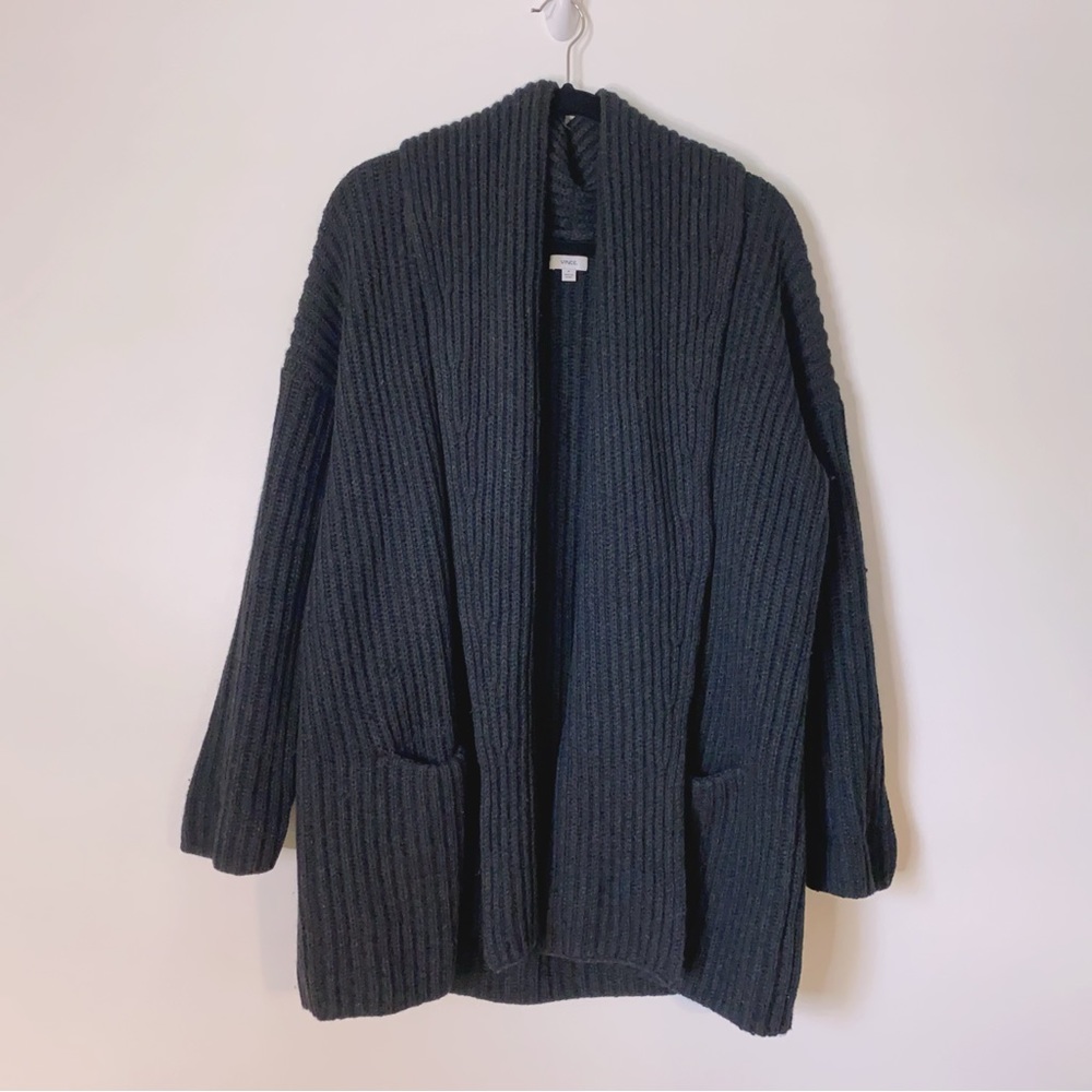 Vince Cowl Neck Alpaca Yak Wool Cashmere Open Front Long Cardigan Size M